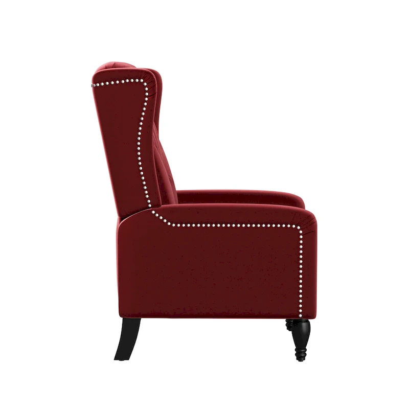 Velvet Wingback Push Back Recliner Chair