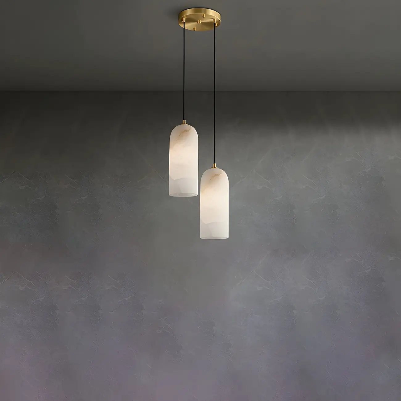 Modern Gold Bell Alabaster Adjustable Pendant Light