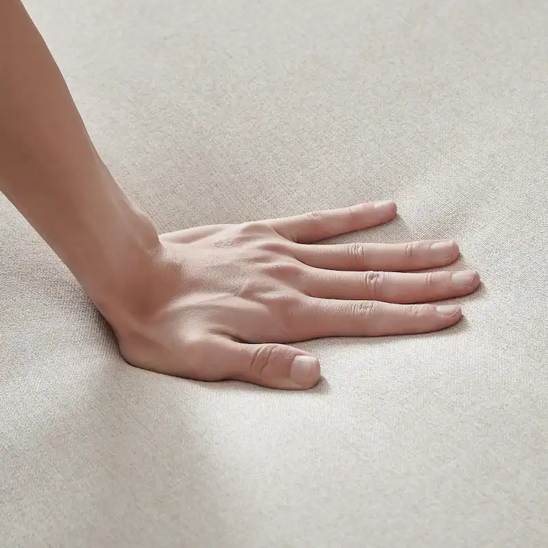 Linen Convertible Loveseat Sleeper Sofa with Adjustable Backrest – Beige / Grey, Seats 2