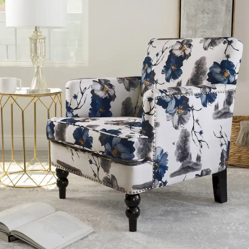 Boaz Floral Fabric Club Armchair by Christopher Knight Home