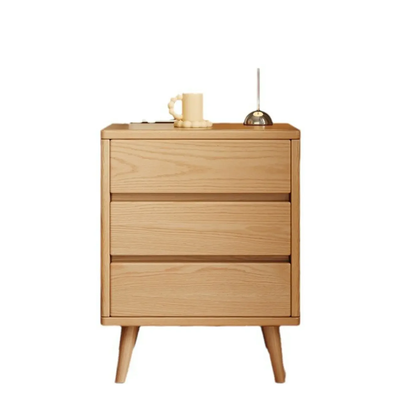 Natural Finish Wood Nightstand with Drawers