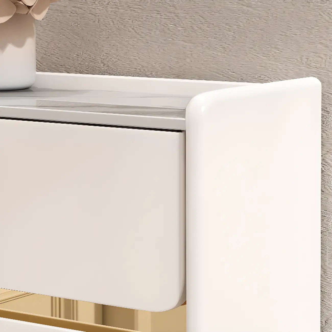 Entryway Glam White Wood Shoe Cabinet with Drawers