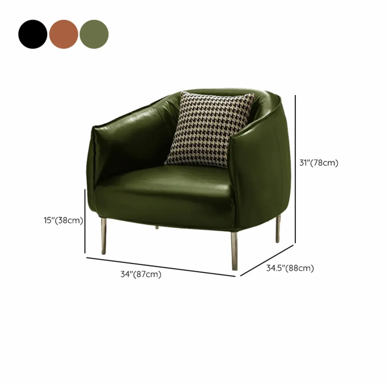 Modern Black Leather Lounge Chair Living Room