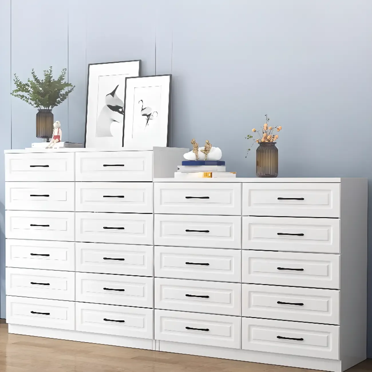 Multi Drawers White Wooden Cabinet with Soft Close for Home