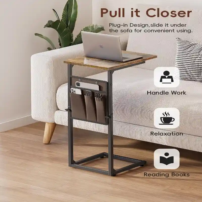C Shaped End Table - 16D x 12W x 33H