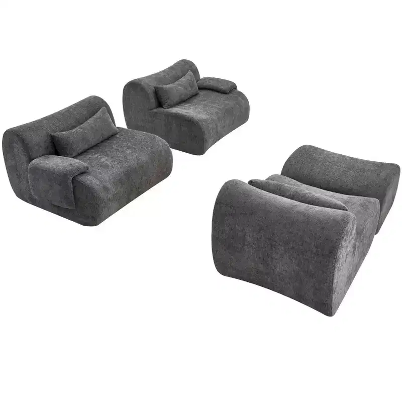 GDFStudio Yugi Modern 117 3-Seater Boneless Sectional Sofa with Curved Armrests and Streamlined Design