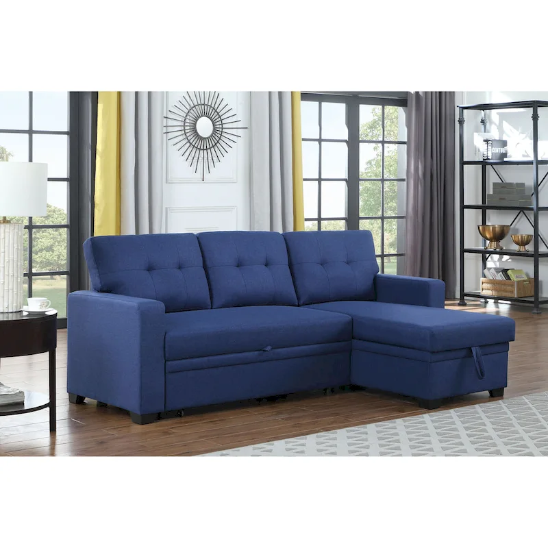 Upholstered Pull out Sectional Sofa with Chaise