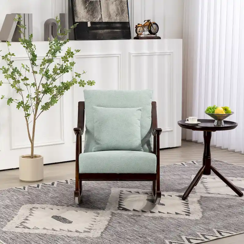 Linen Solid Wood Rocking Arm Chair