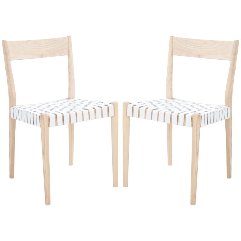 SAFAVIEH Myrle Leather Dining Room Chair (Set of 2) - 18.5 W x 20 L x 31.5 H - 19Wx20Dx32H