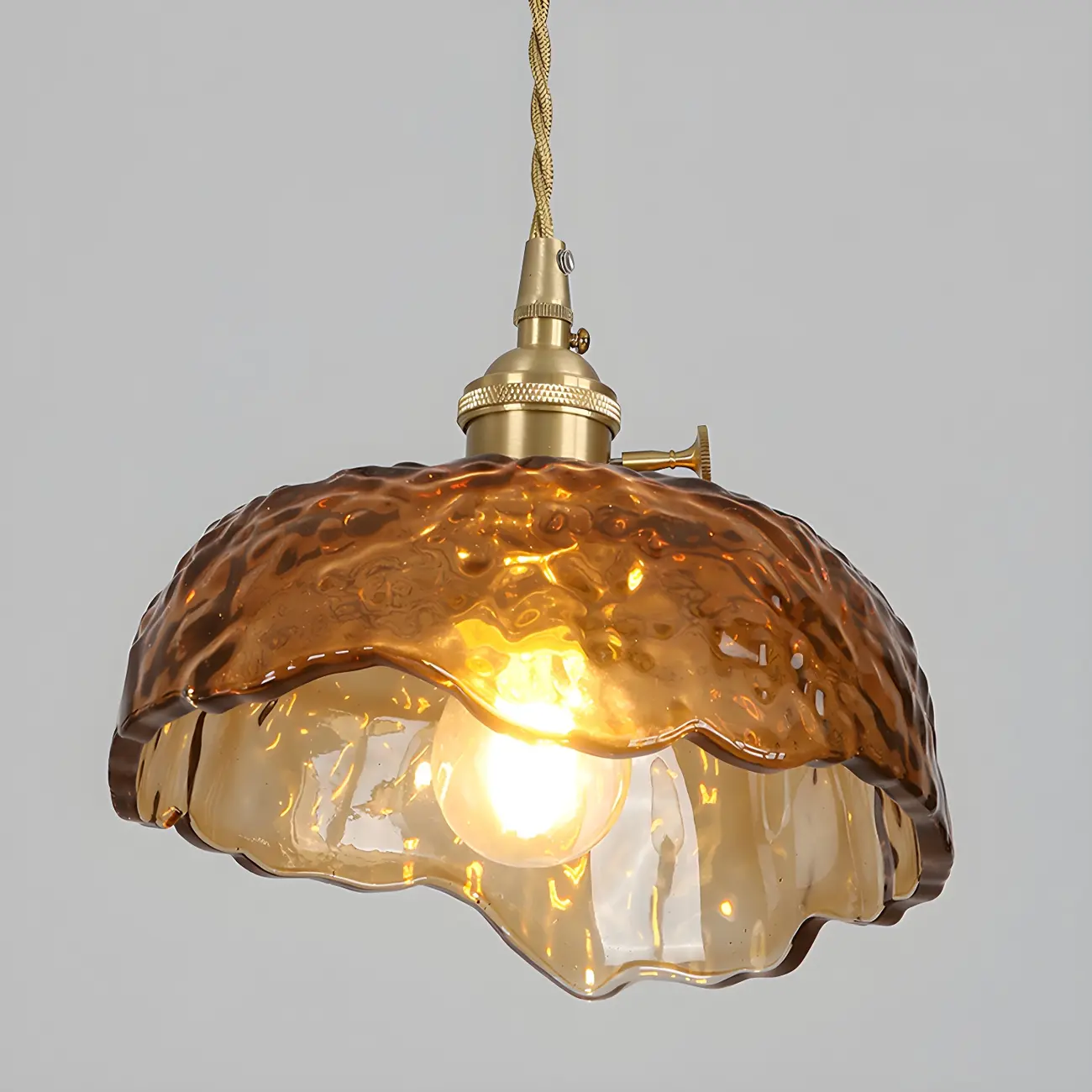 Adjustable Amber Glass Geometric Kitchen Pendant Lighting