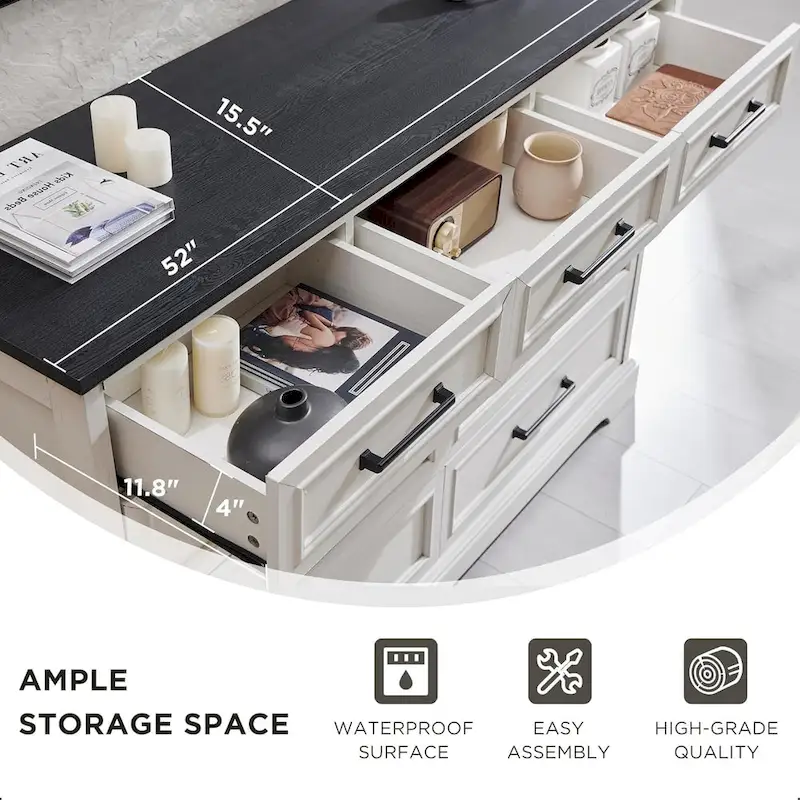 9-Drawer Dresser, Farmhouse, Blue/Grey/Brown/Off White/Black, Engineered Wood