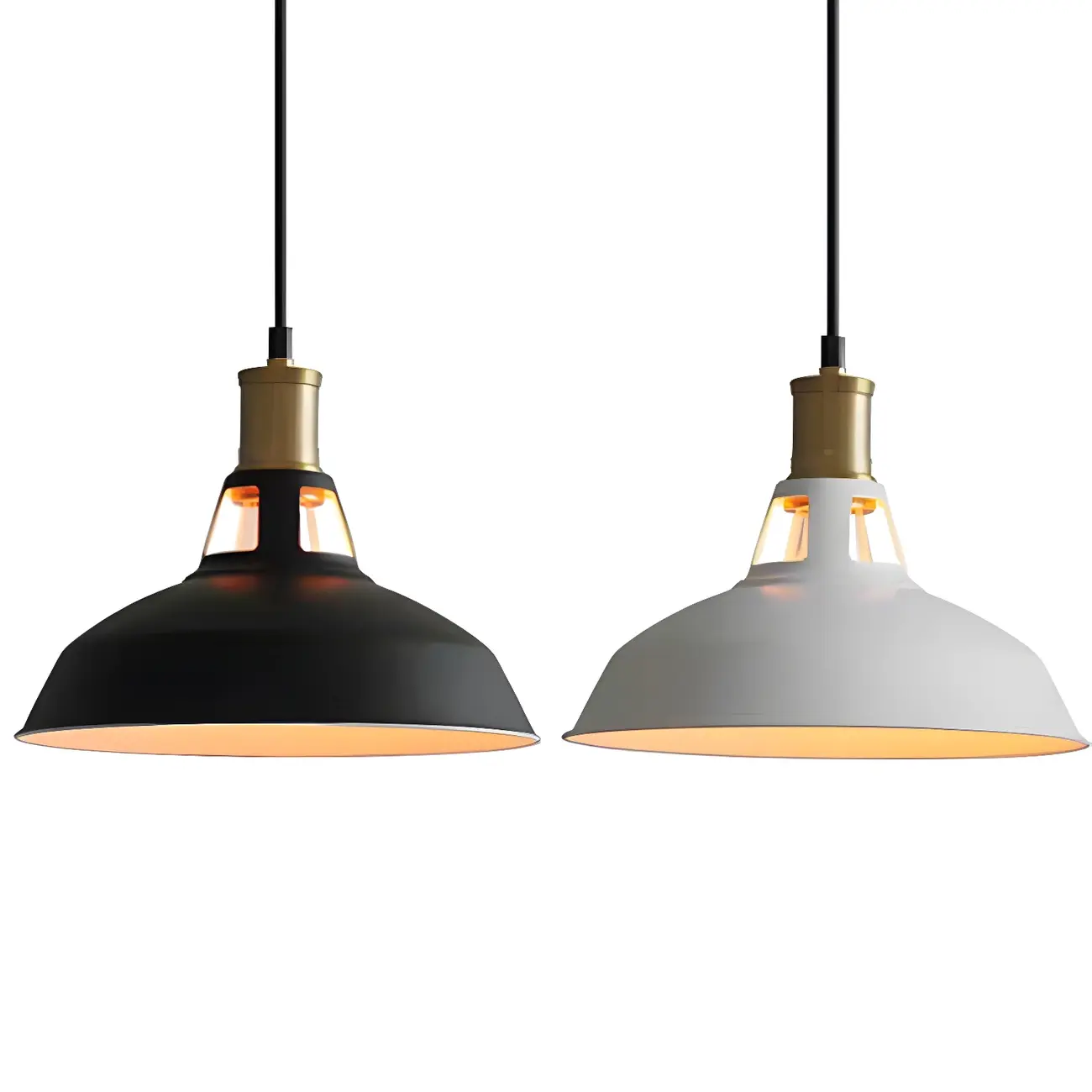 Industrial 1-Light Black Gold Iron Barn Pendant Light