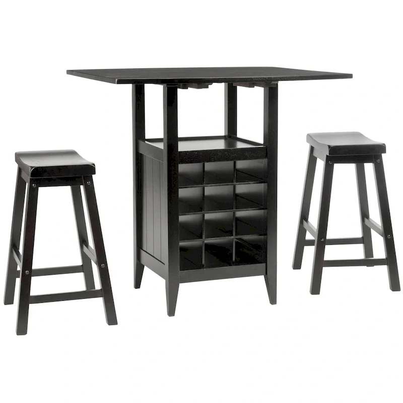 SAFAVIEH Mascha 3-Piece Set Drop Leaf Pub Table - 36  W x 36  L x 36  H - 36Wx36Dx36H