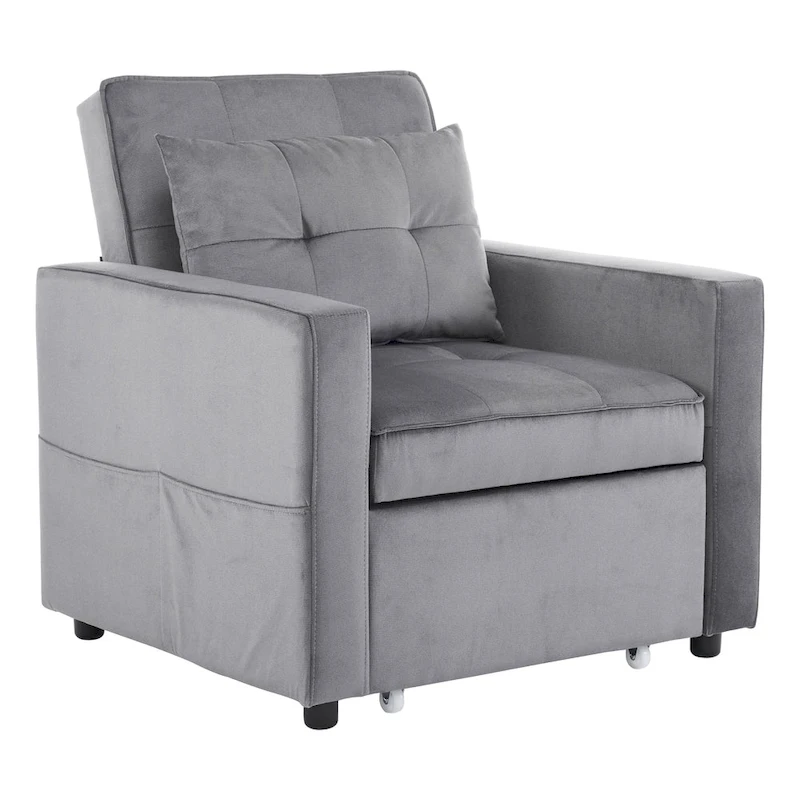 Christopher Knight Home - Sophia Convertible Sleeper Sofa Chair Bed with Adjustable Backrest and Built-In Pillow