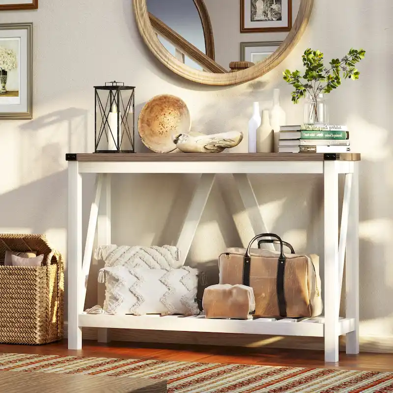 Pellebant A-frame Entry Console Table Long Sofa Table with Shelf - 45.27 in L x 13.98 in W x 31.88 in H