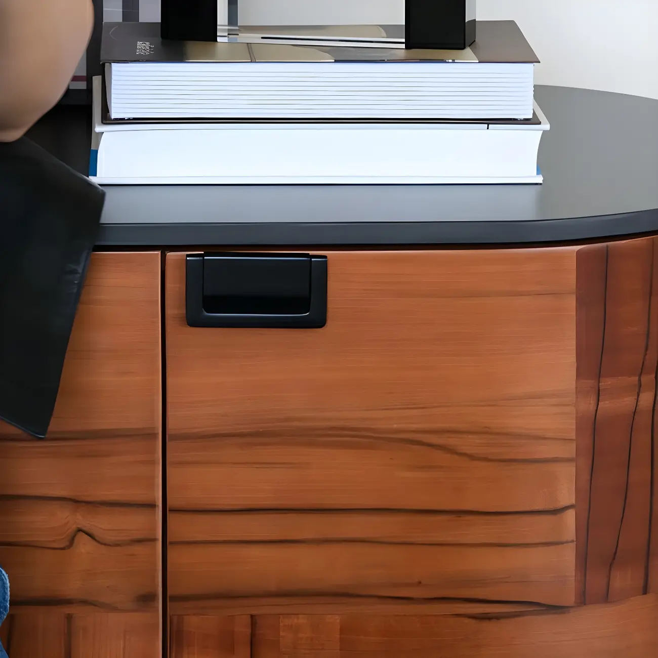 Brown Wooden Sideboard Cabinets with Stone Countertop