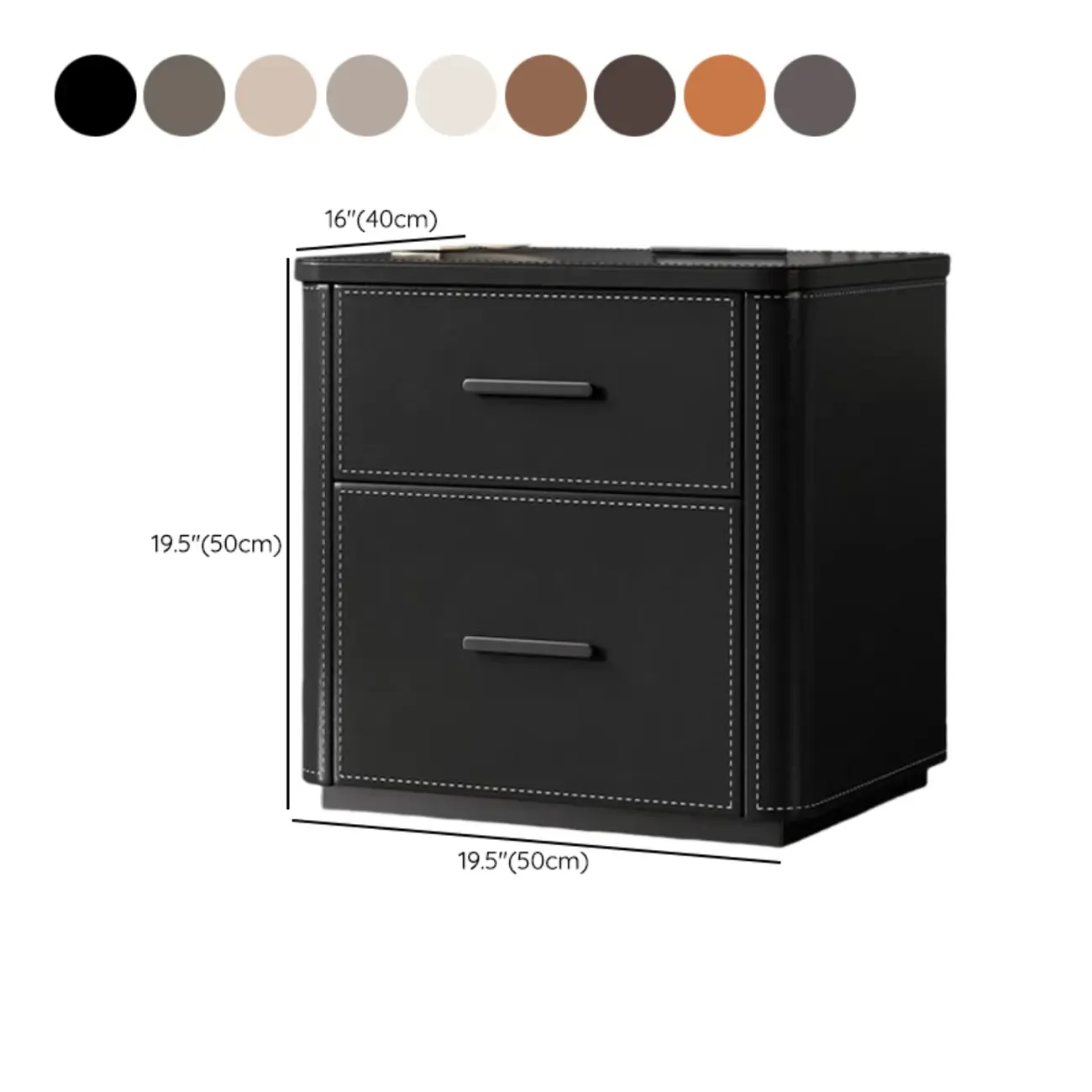 Modern Pine Wood Top 2 Drawers Nightstand