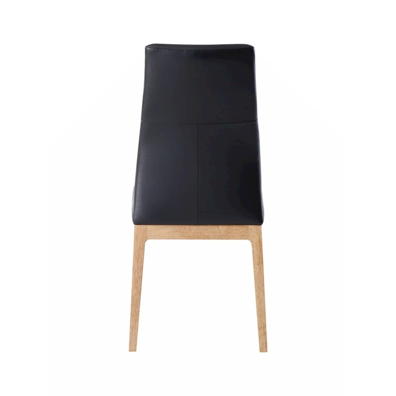 Side Chair (Set-2), Black Leather & Walnut Finish