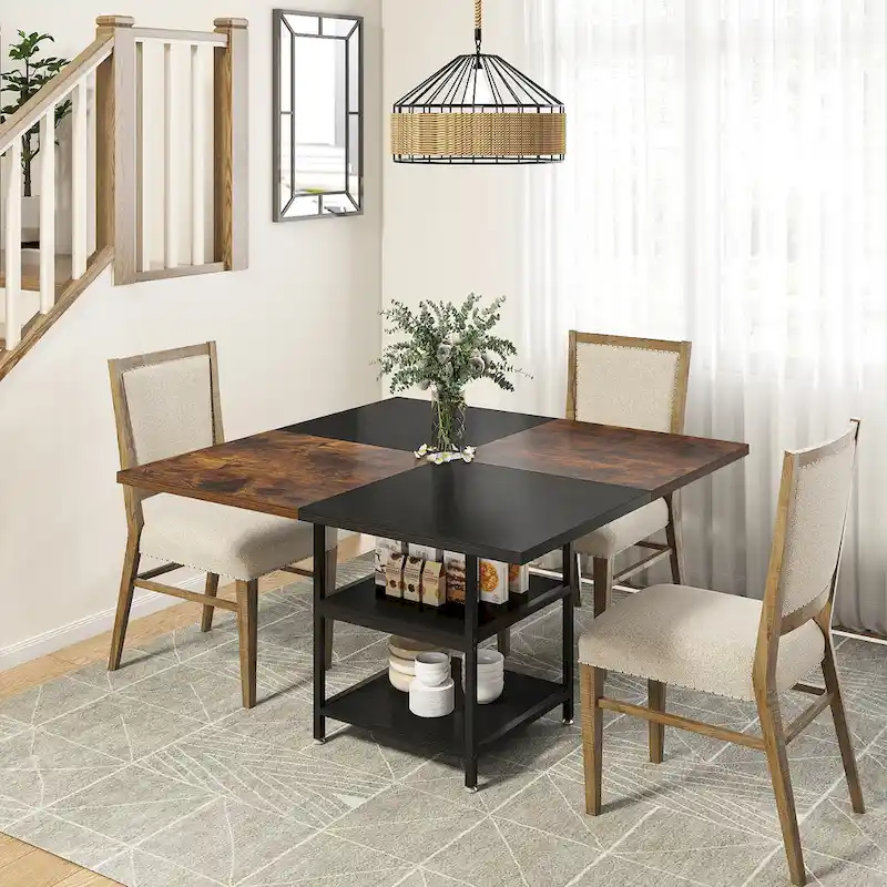 White Round Dining Table with Gold Legs - Seats 4