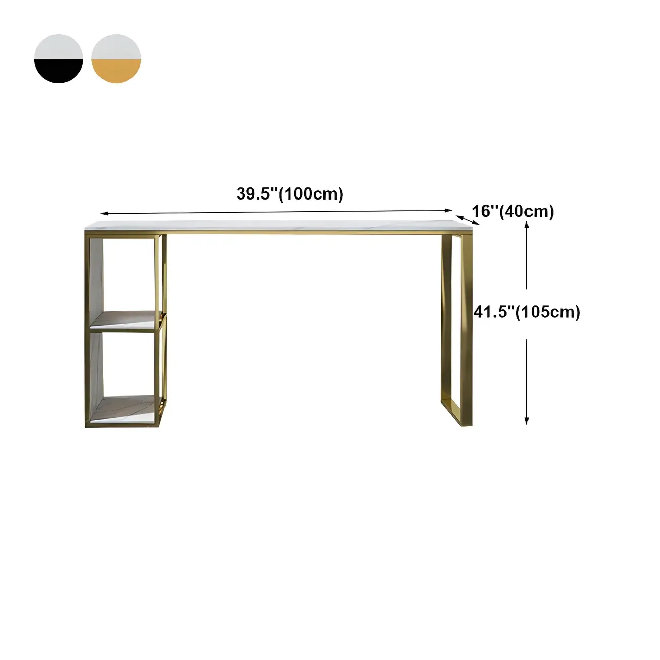Modern White Faux Marble Iron Sled 2-Shelf Bar Tables