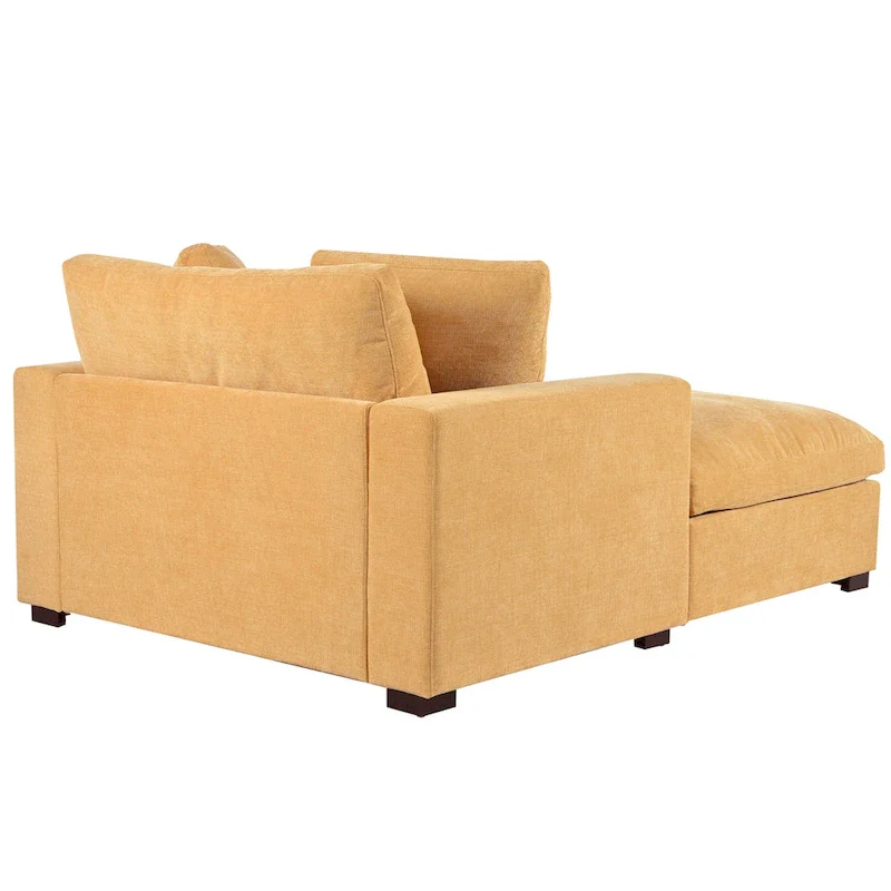 Yellow 53.5 Chaise Lounge Chair with Wood Legs