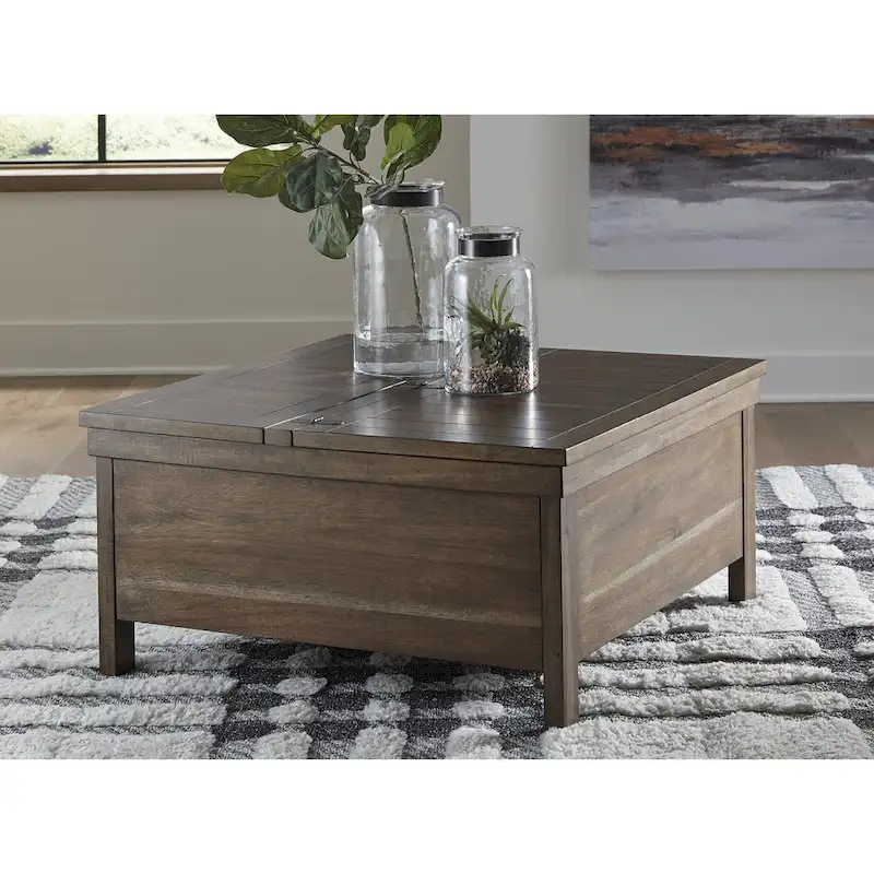Signature Design by Ashley Moriville Brown Lift Top Cocktail Table - 36 W x 36 D x 18 H