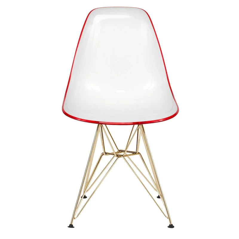 5-Piece Dining Set with 35 Round MDF Table and 4 ABS Plastic Side Chair with Gold Metal Legs