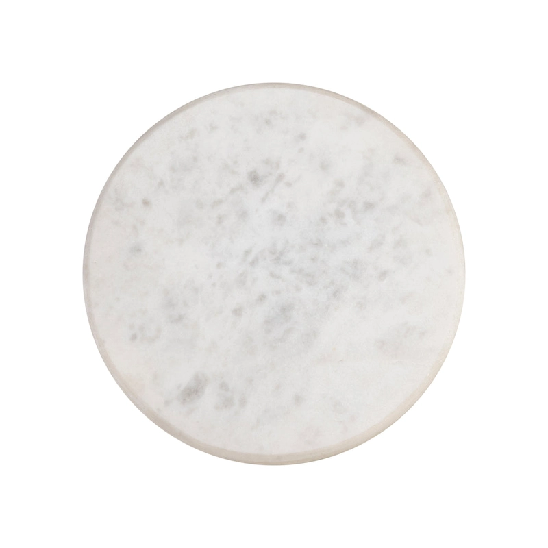 Vince 22.25 Mid-Century Glam Retro Metal Drink Table with Marble Top, Gold/White, by JONATHAN Y