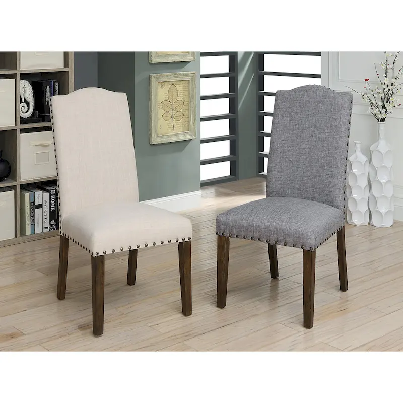 Furniture of America Kerg Rustic Flax Fabric Side Chairs (Set of 2)