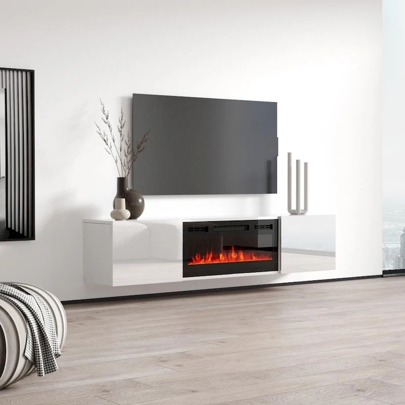 Cali EF Wall Mounted Electric Fireplace Modern 72 TV Stand