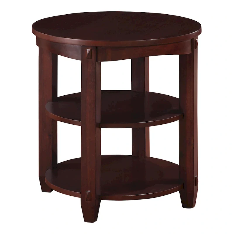 3-Shelf Round End Table – Slate Grey / Espresso, Wood, Single