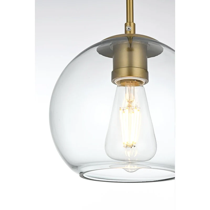 Clear Spherical Glass/ Metal 3-Light 36-inch Pendant