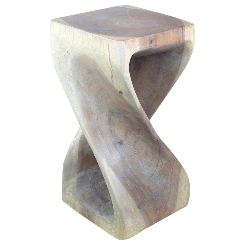 Original Wood Twist Stool 12 X 12 X 23 In High Grey Oil - 12 x 12 x 23