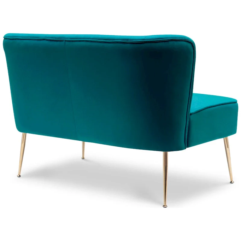 Upholstered Velvet Polyester 46 Wide Loveseat - Armless/ Scalloped Back