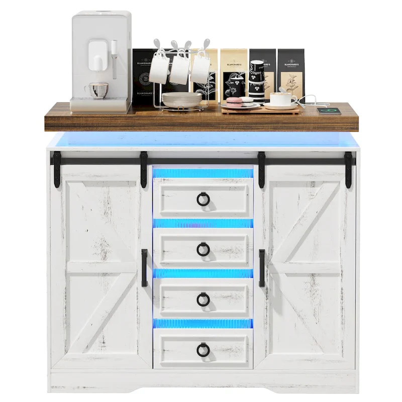 5 Drawer Accent Cabinet With Led Light - N/A