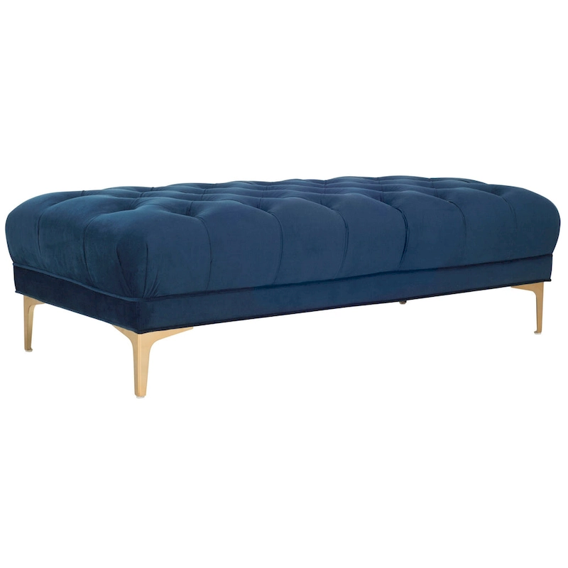 SAFAVIEH Rennie Navy/ Brass Tufted Rectangular Bench - 54 x 27 x 16 - 54Wx27Dx16H