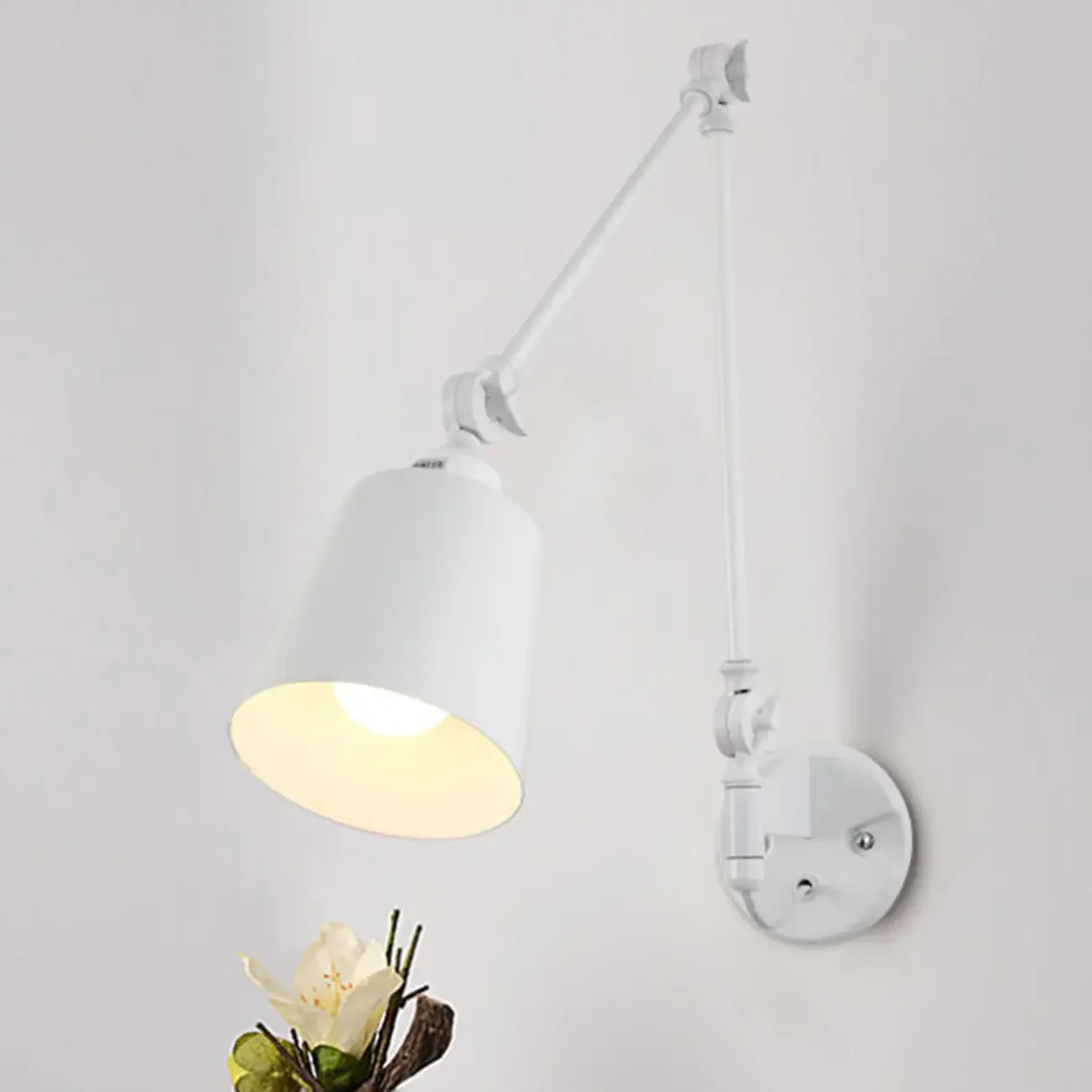 Adjustable Iron Swing Arm Wall Light for Bedside/Study Space