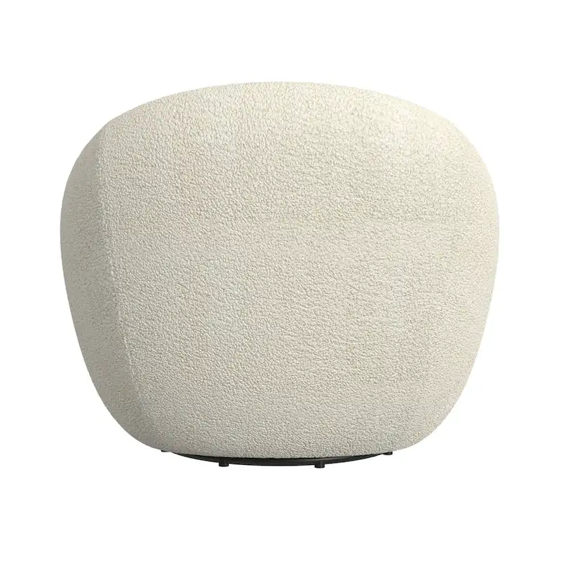 HomePop Round Barrel Shape Swivel Chair-White Sherpa