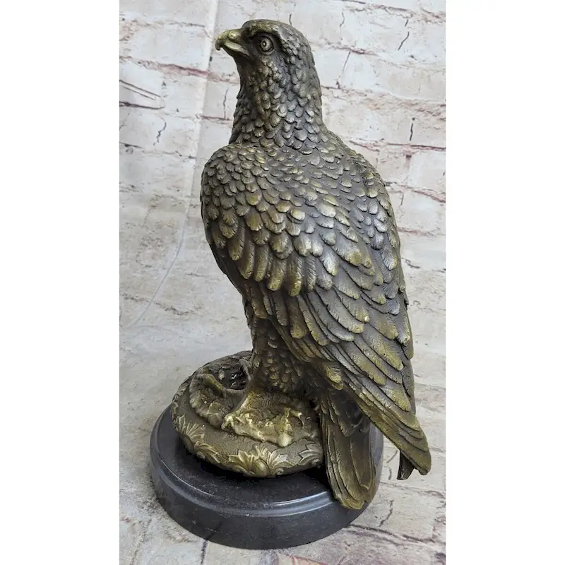 Guardian Eagle Hawk Bird Bronze Statue Sculpture Figure 12 Inches X 9 Inches