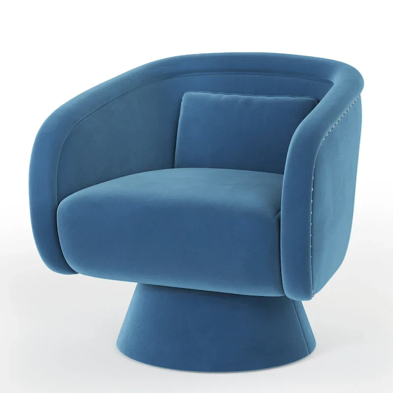 Nailhead Swivel Barrel Chair