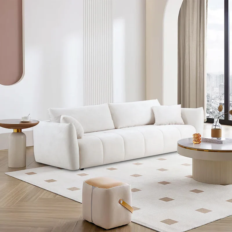 W85in Modern Upholstered 3 Seater Fabric Couch Sofa for Living Room