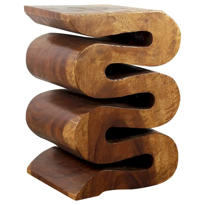 Wave Verve Accent Snake Table 12x14x20 in H Walnut Oil - 12 x 14 x 20