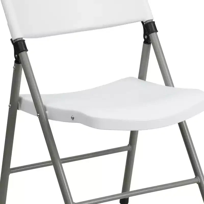 Emma and Oliver 2 Pack Commercial White Plastic Event Party Rental Folding Chair