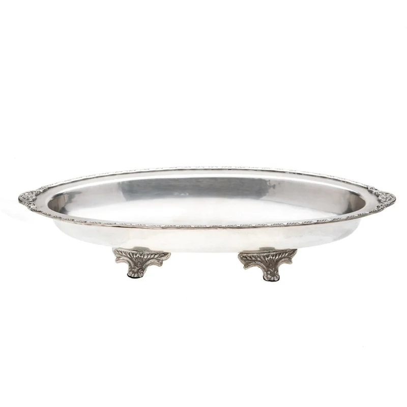 Antique Silver Oval Footed Centerpiece - 8.75x17.3