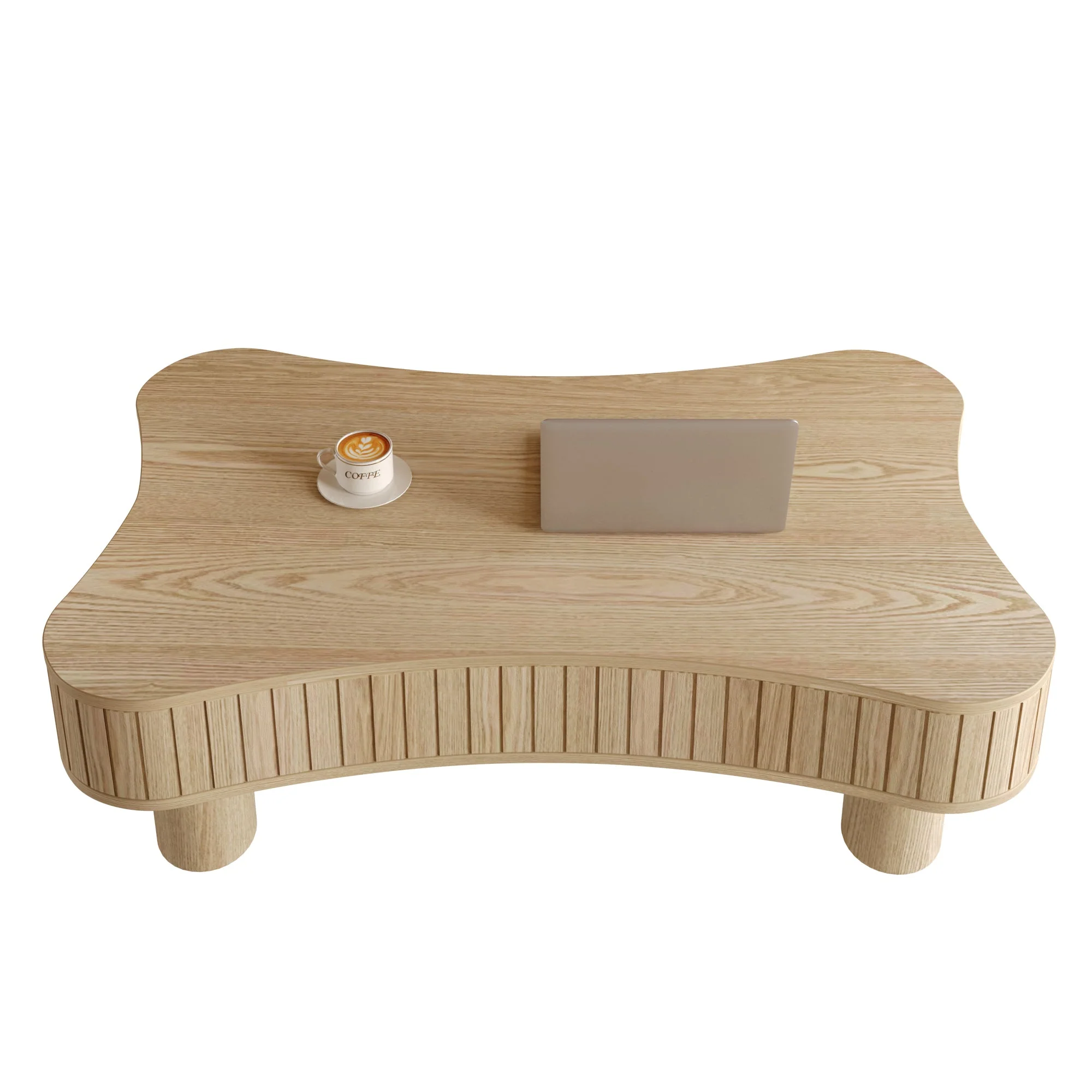 Walker Edison | Curve Design Reeded Lift Top Coffee Table and Desk