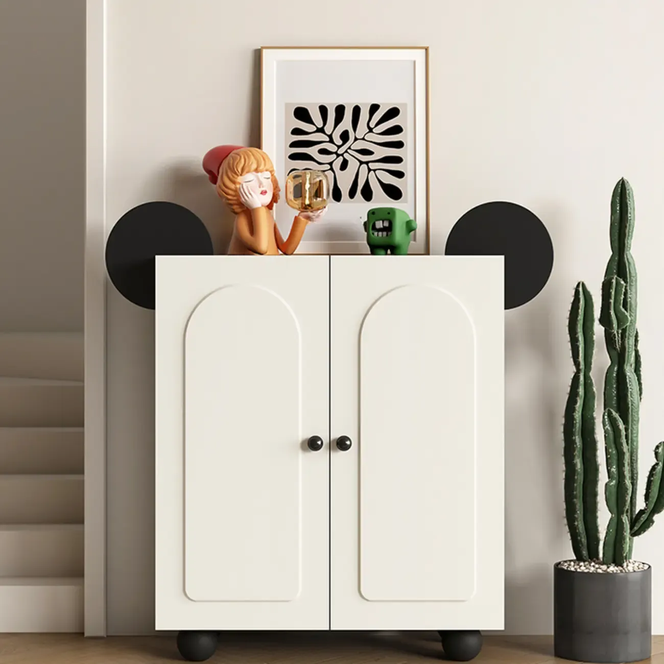 Black Metal Shoe Cabinet with Adjustable Shelves