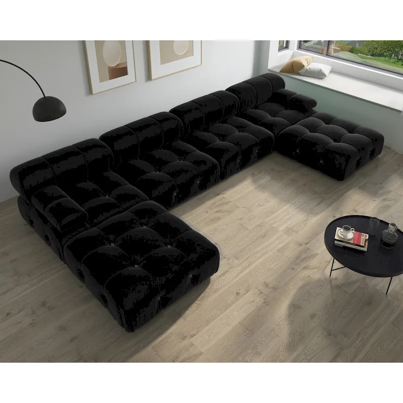 Black Velvet Free Combination Modular Sectional Sofa