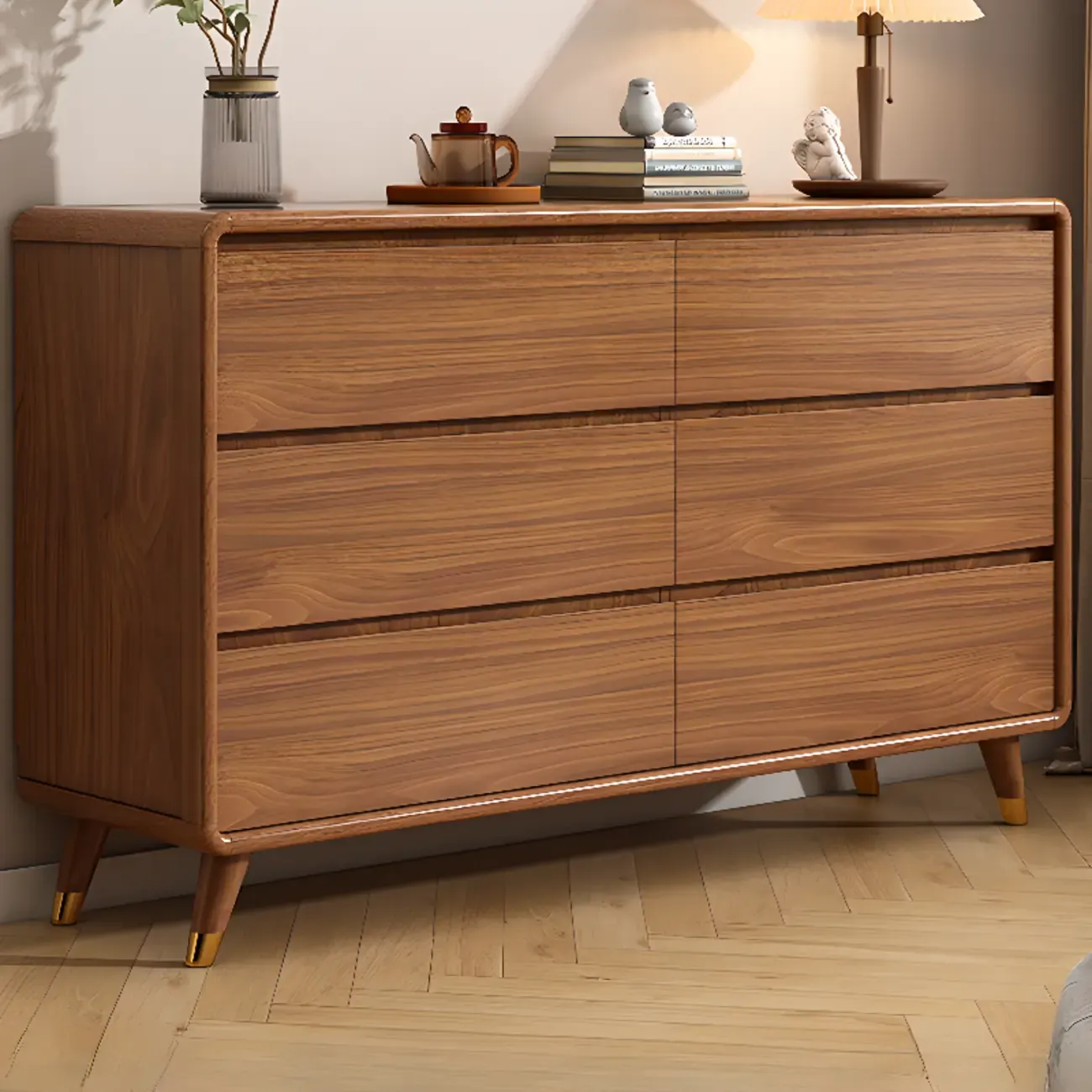 Cube Brown Wooden Console Chest in 8-Drawer
