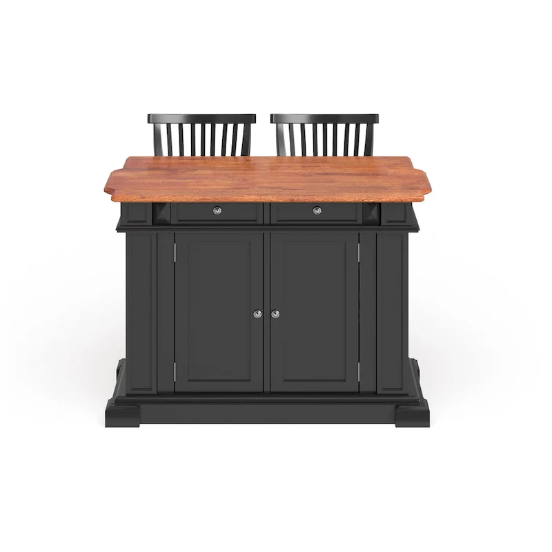 Distressed Oak 3-Piece Kitchen Island and Barstools Kitchen Set