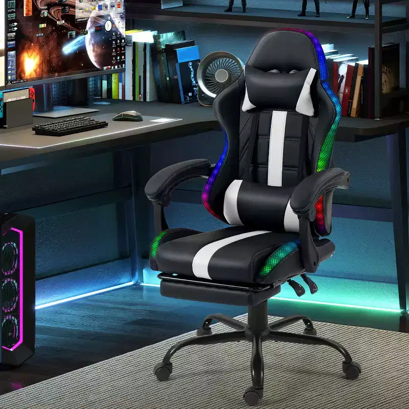 EROMMY Gaming Chair With Massager & Footrest